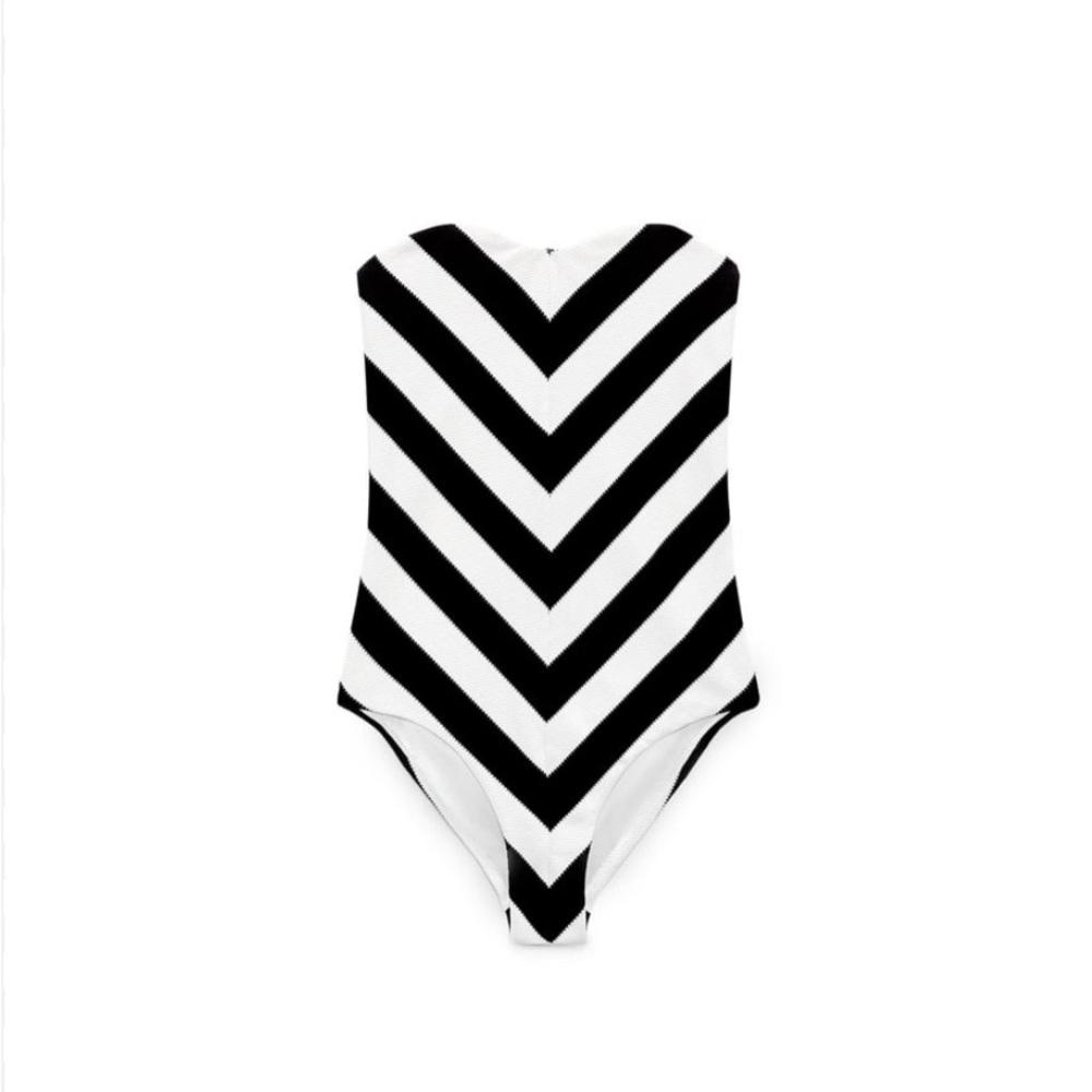 COPY - Zara Barbie The Movie Iconic black and white Striped Swimsuit